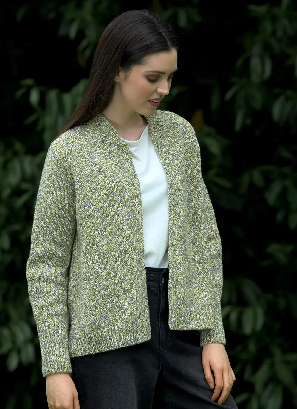Fisherman Wool Cashmere Ribbed Cuff Cardigan