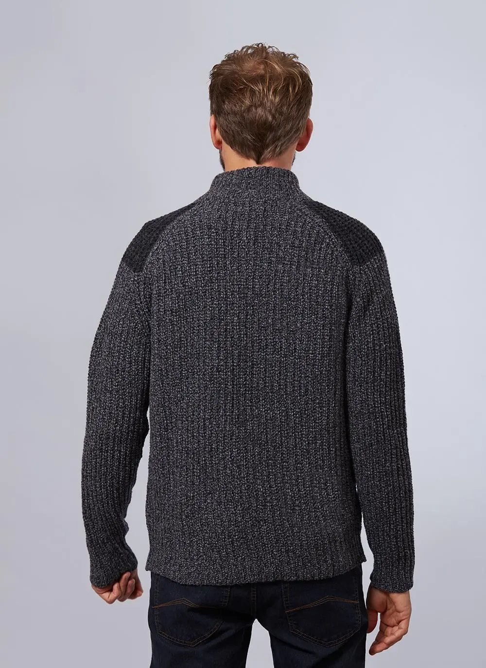 Fisherman Wool Cashmere Color Block Ribbed Cardigan