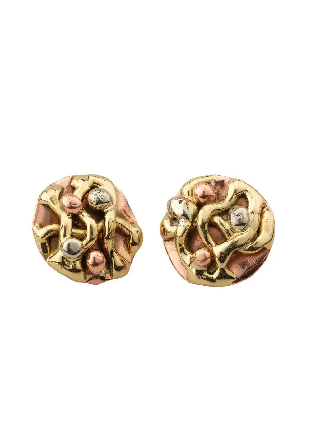 Tricolor Button Stud Earrings