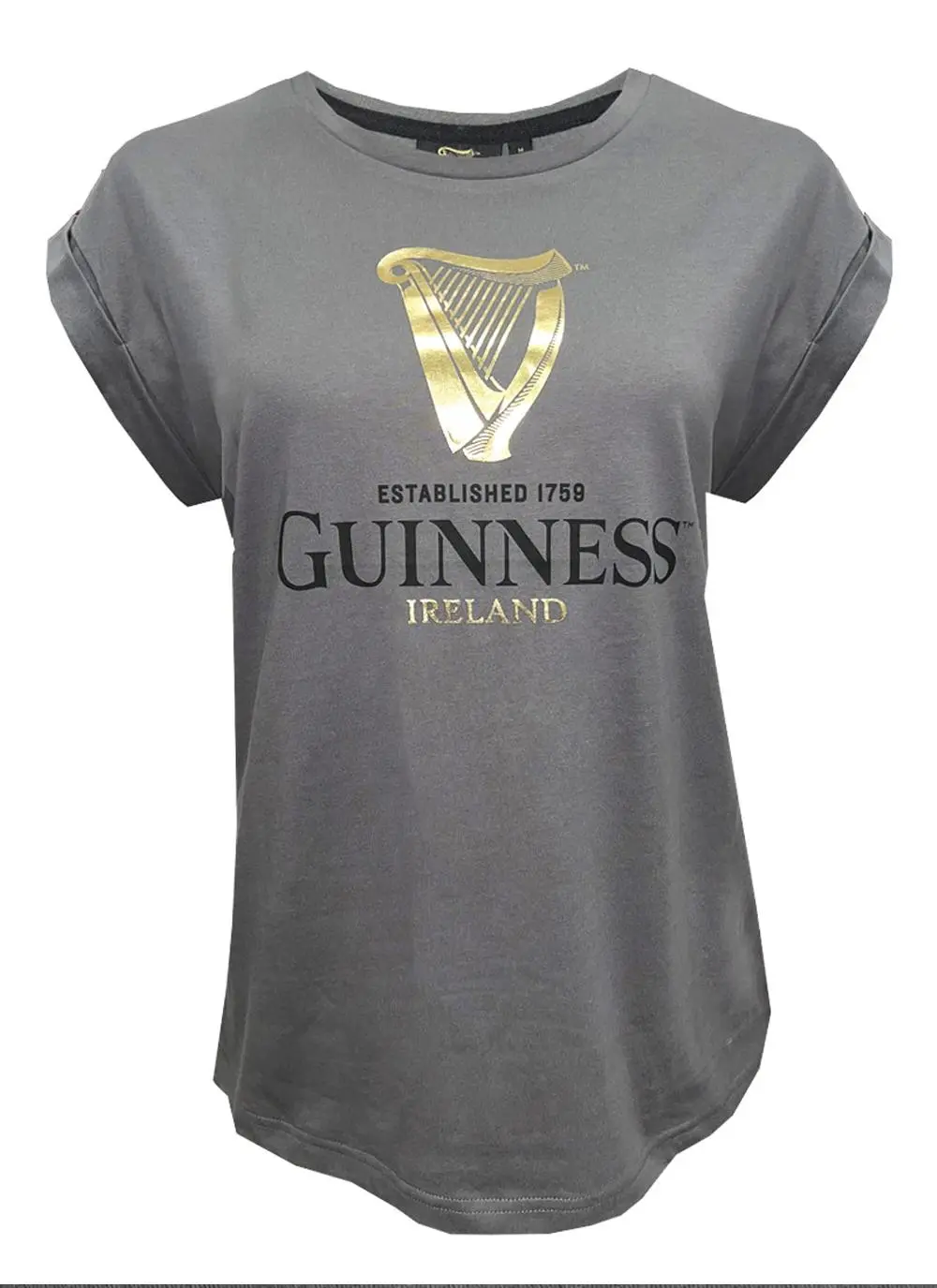 Ladies' Guinness Foil Harp Rolled Sleeve T-Shirt