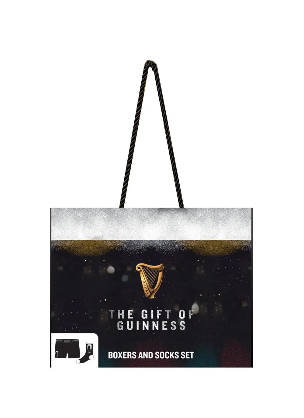 Guinness Boxers and Socks Set with Graphic Pint Design