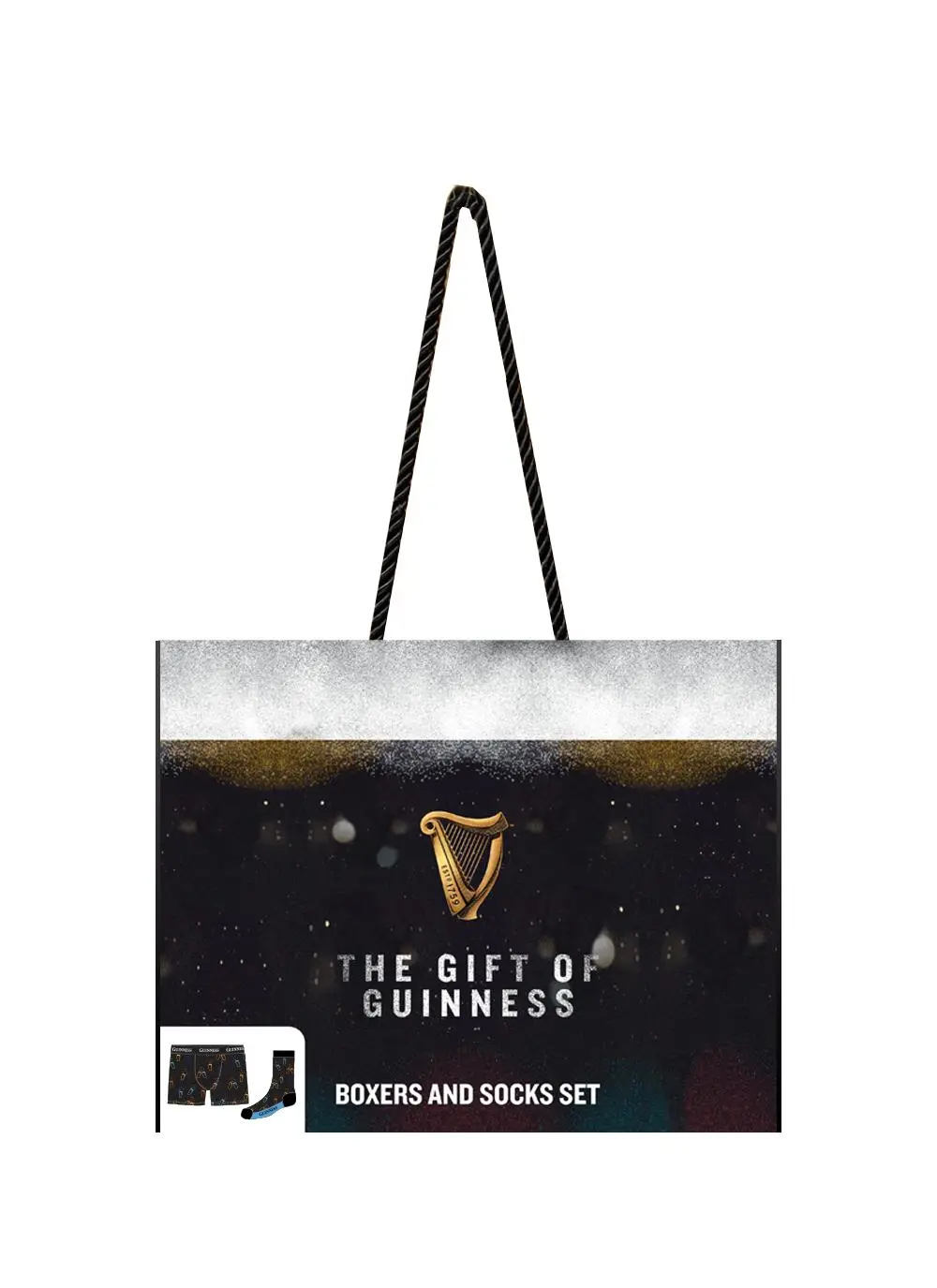 Guinness Boxers and Socks Set with Multicolored Pint Pattern