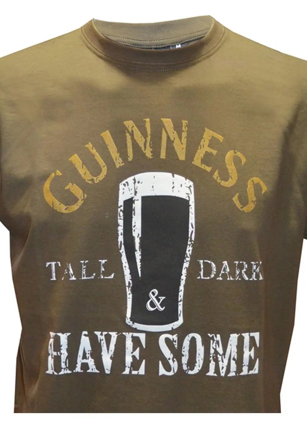Mens Khaki Tall Dark And Have Some Guinness T-Shirt