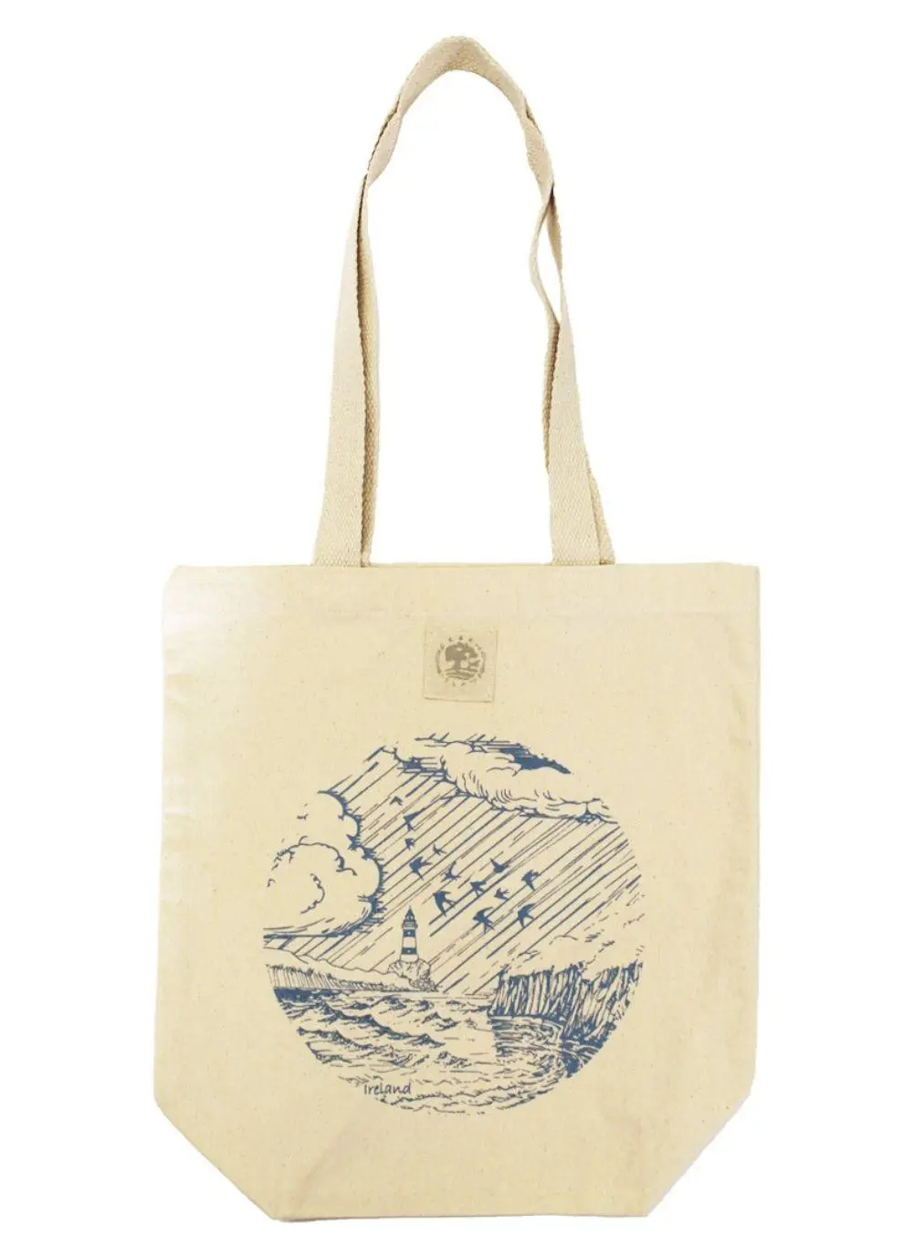 Organic Cotton Lighthouse Graphic Tote Bag