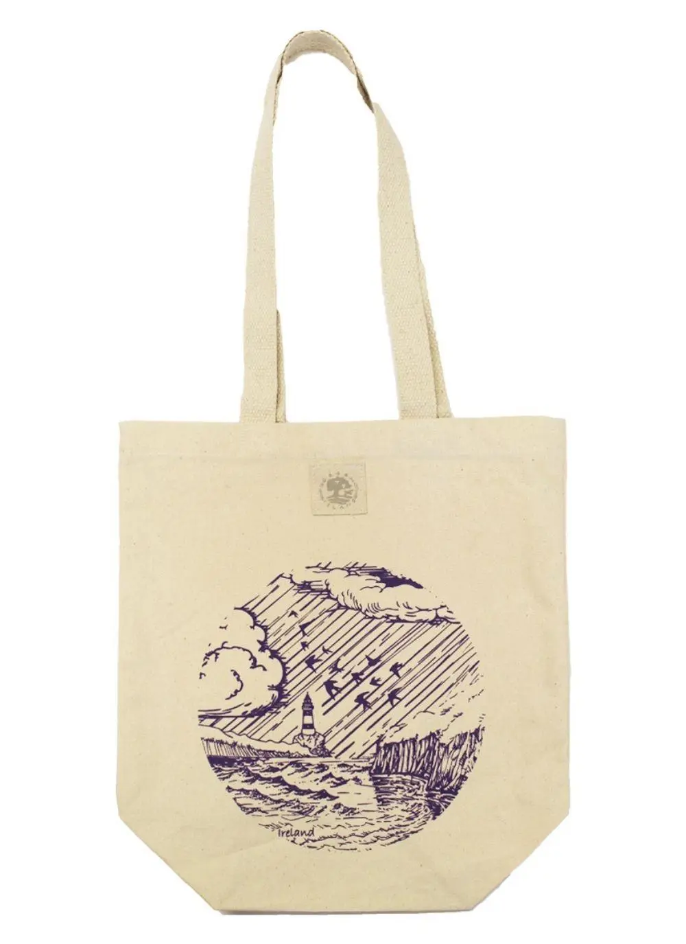 Organic Cotton Lighthouse Graphic Tote Bag