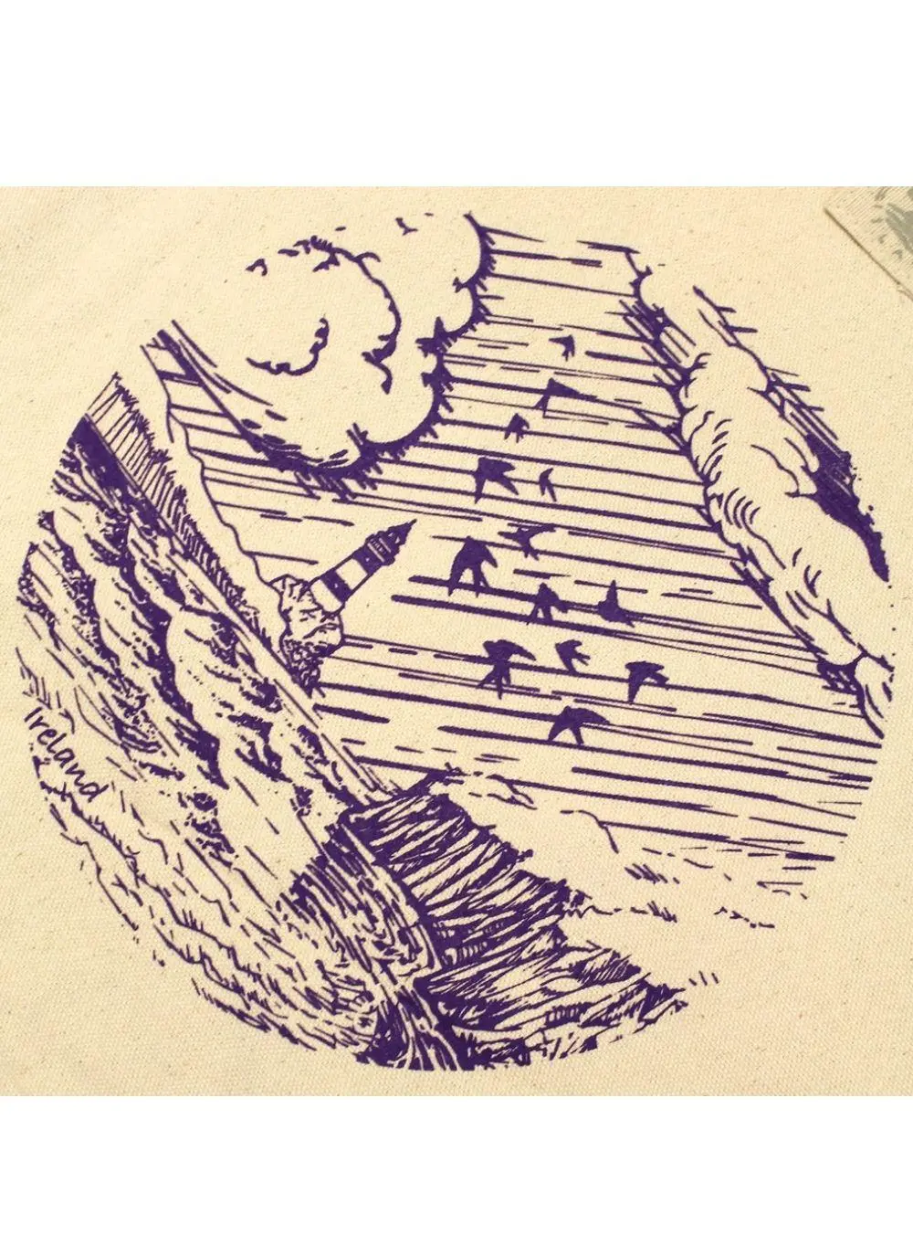 Organic Cotton Lighthouse Graphic Tote Bag