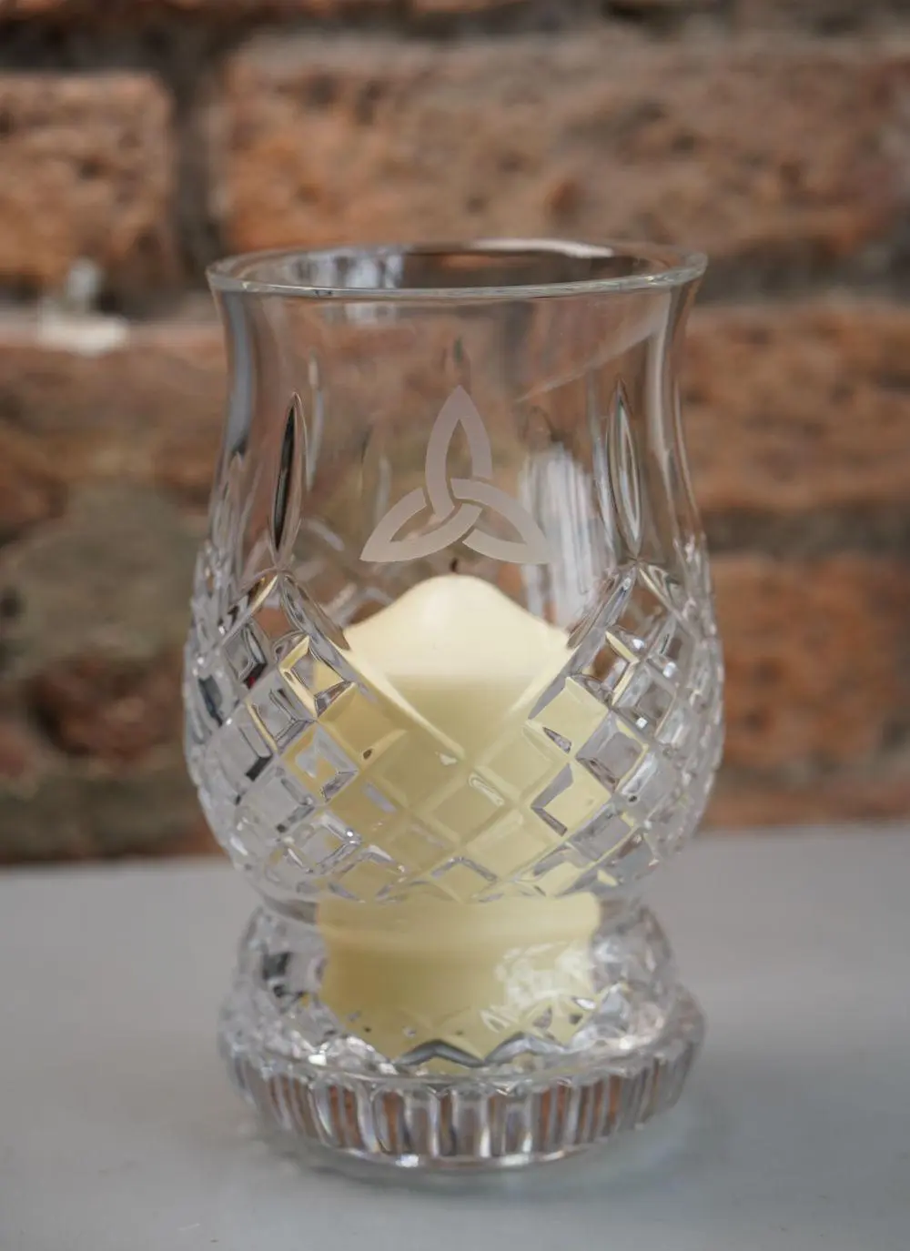 Galway Crystal Trinity Knot Hurricane Lamp