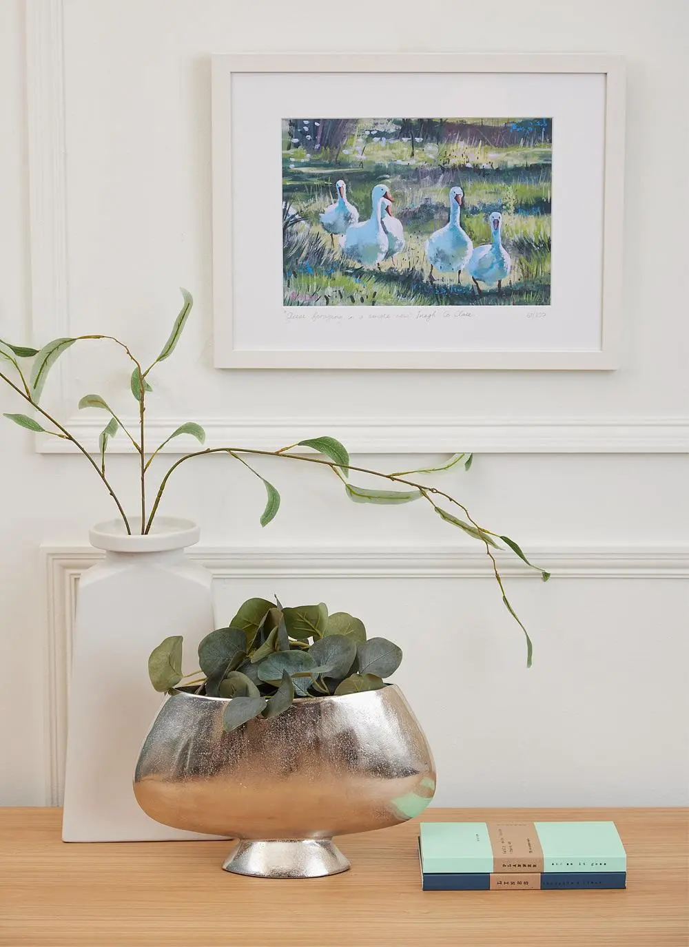 Geese Foraging in Inagh Framed Print
