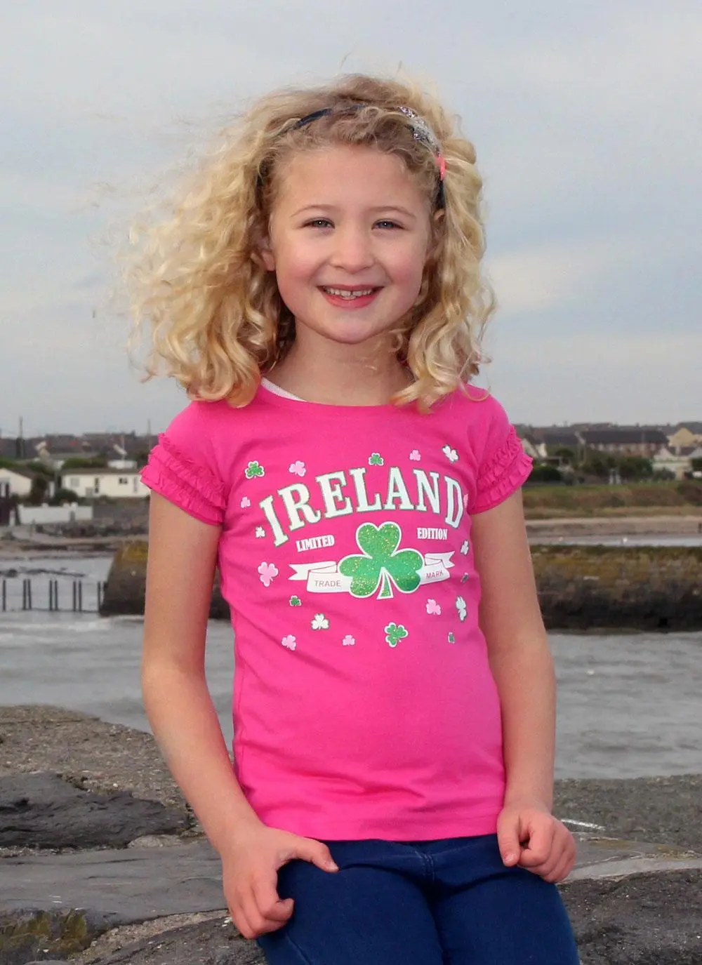 Girls Frilly Pink Ireland T-Shirt 