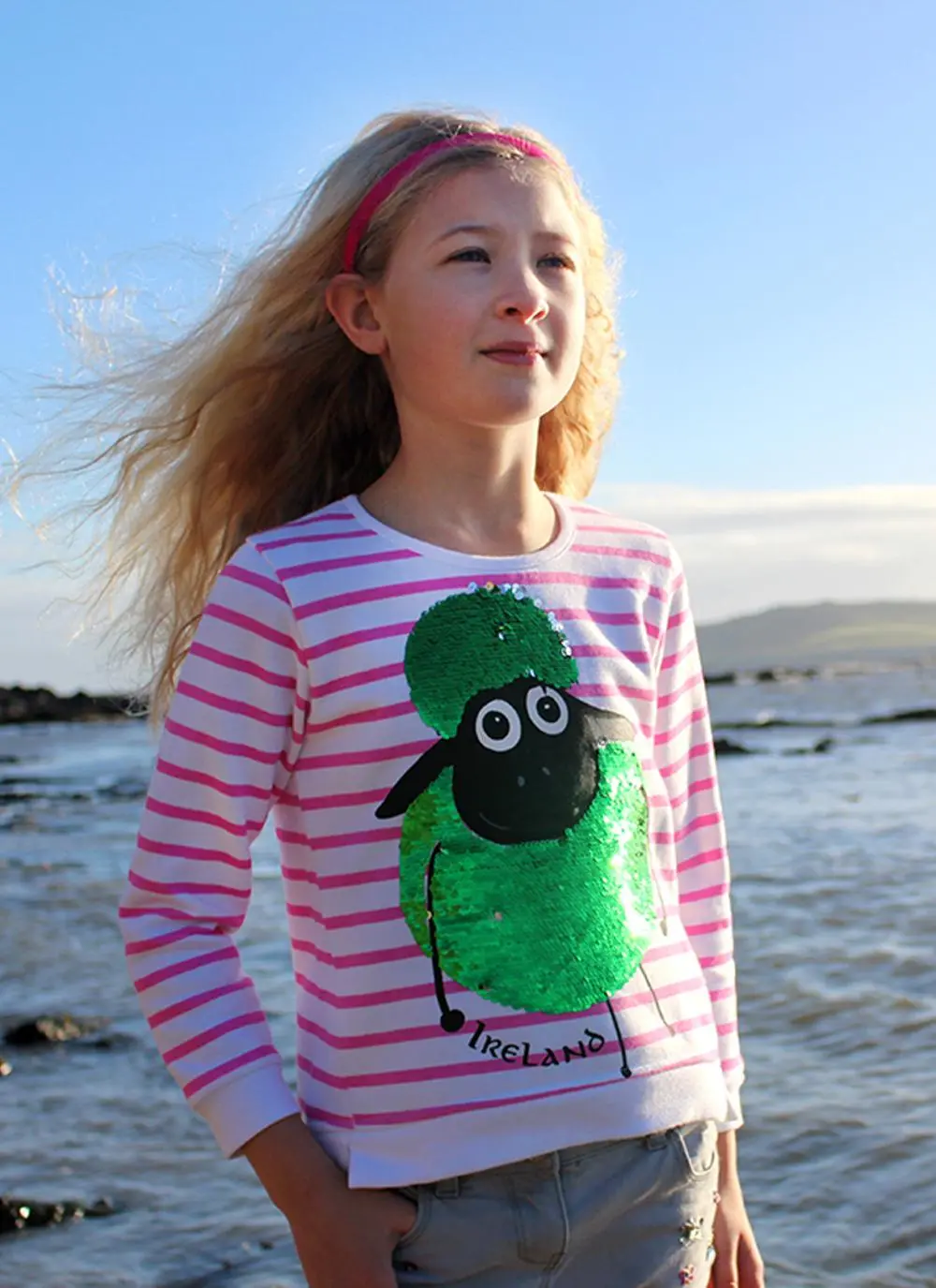 Girls Reversible Sequin Sheep Sweatshirt