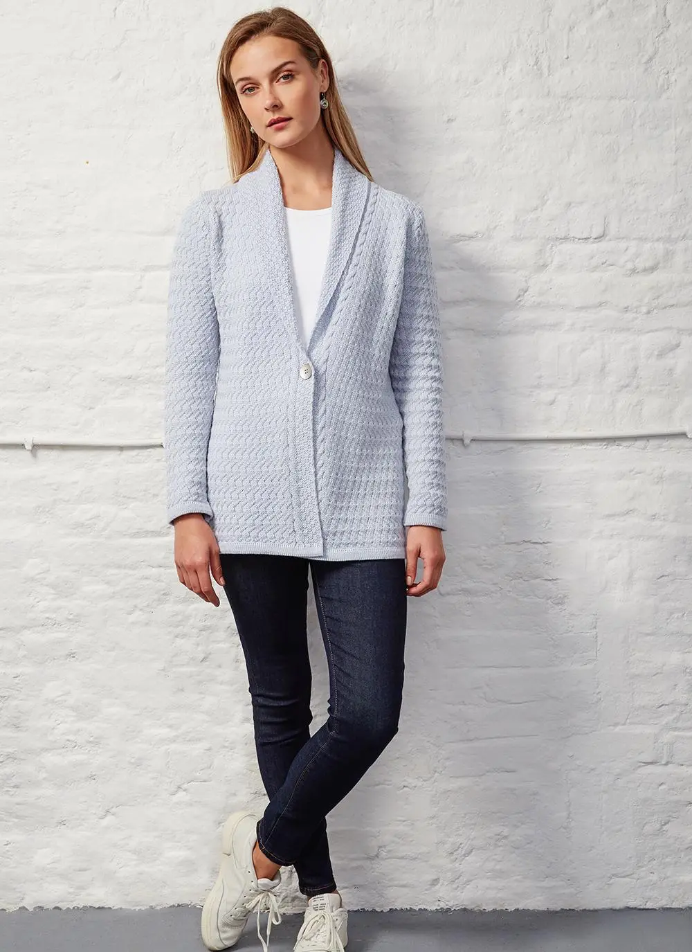 Glangevlin One Button Lattice Weave Cardigan