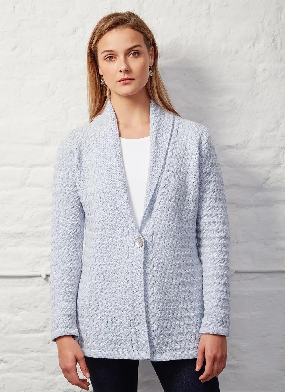 Glangevlin One Button Lattice Weave Cardigan