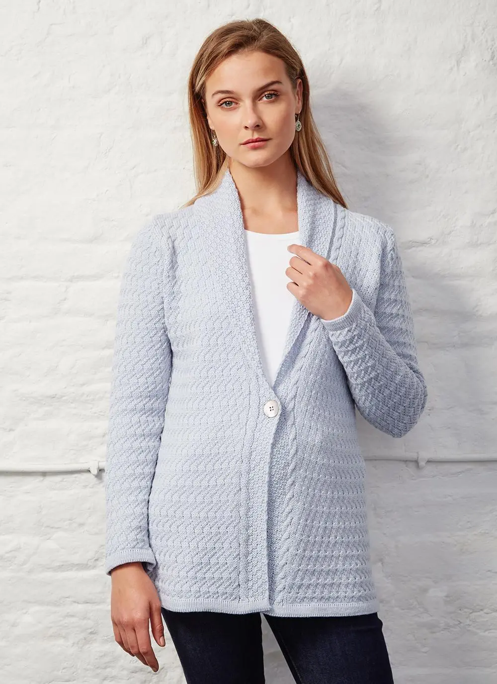 Glangevlin One Button Lattice Weave Cardigan