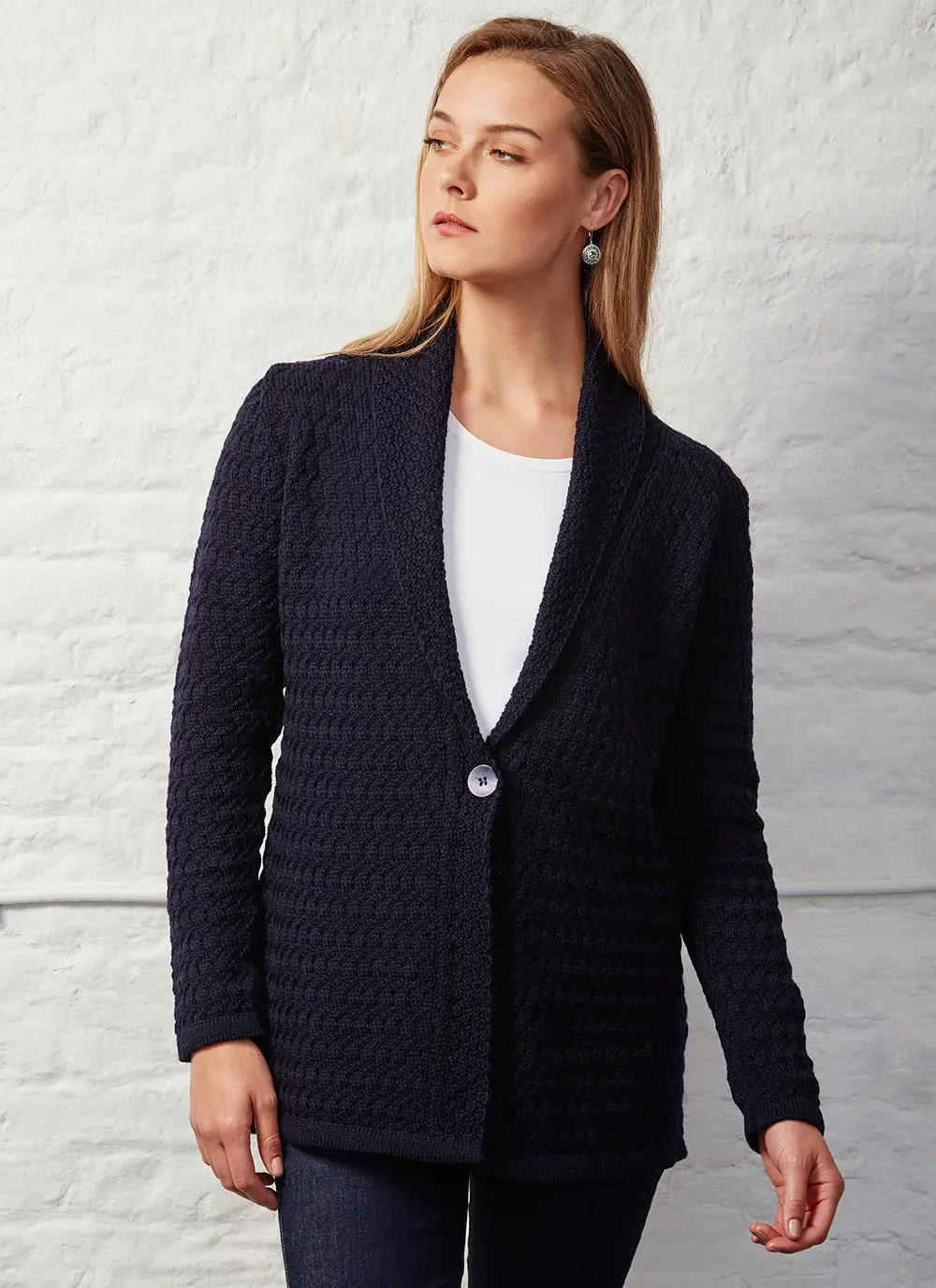Glangevlin One Button Lattice Weave Cardigan