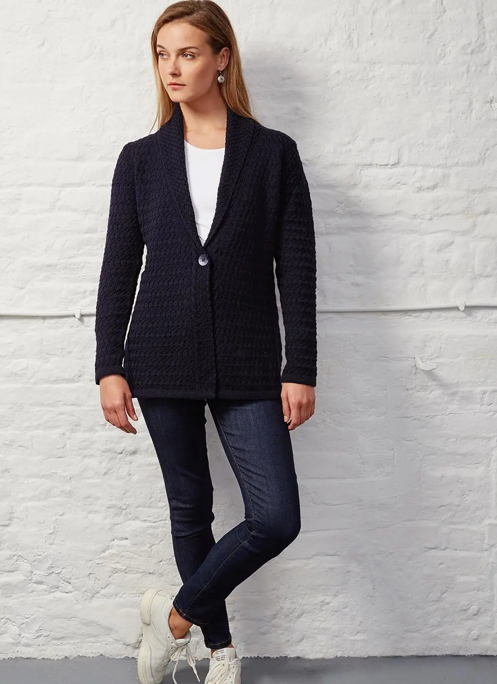 Glangevlin One Button Lattice Weave Cardigan