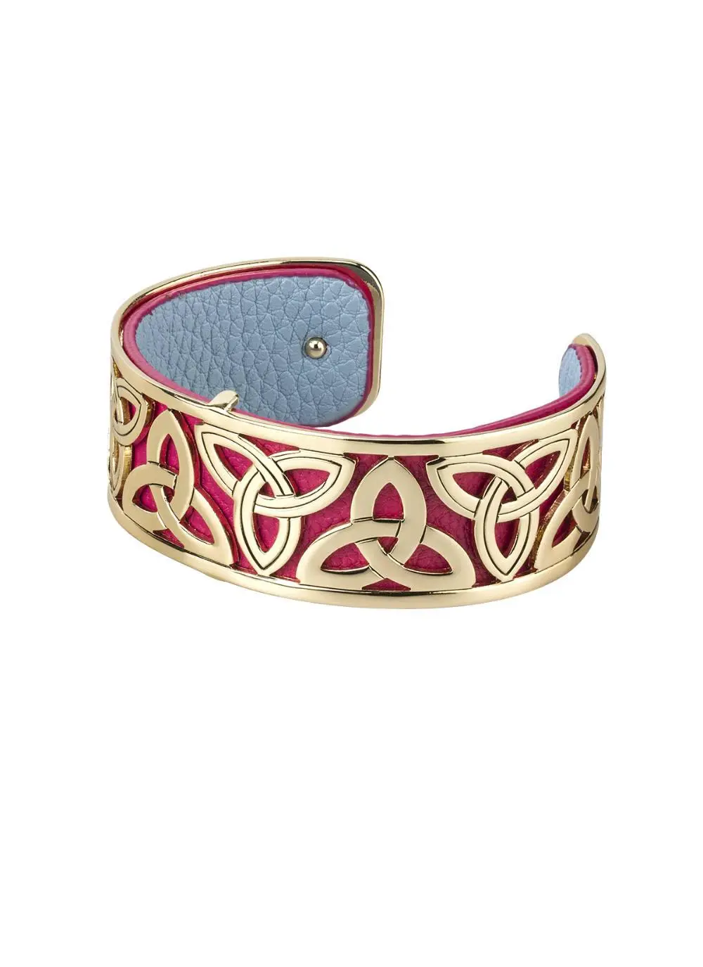 Gold Plated & Leather Trinity Bangle