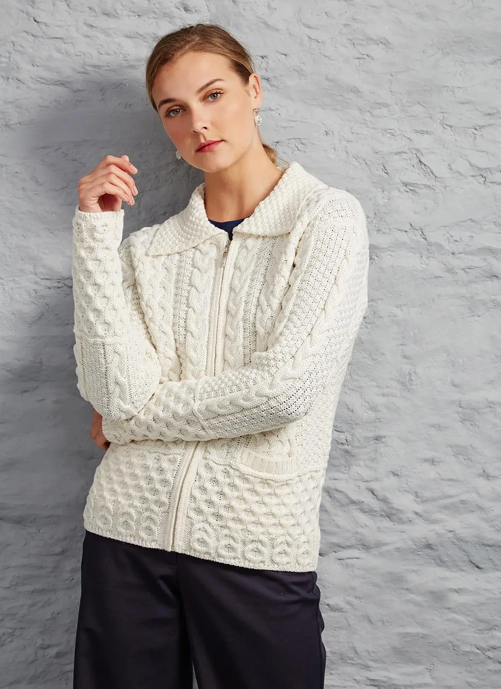 Grace Full Zip Aran Sweater