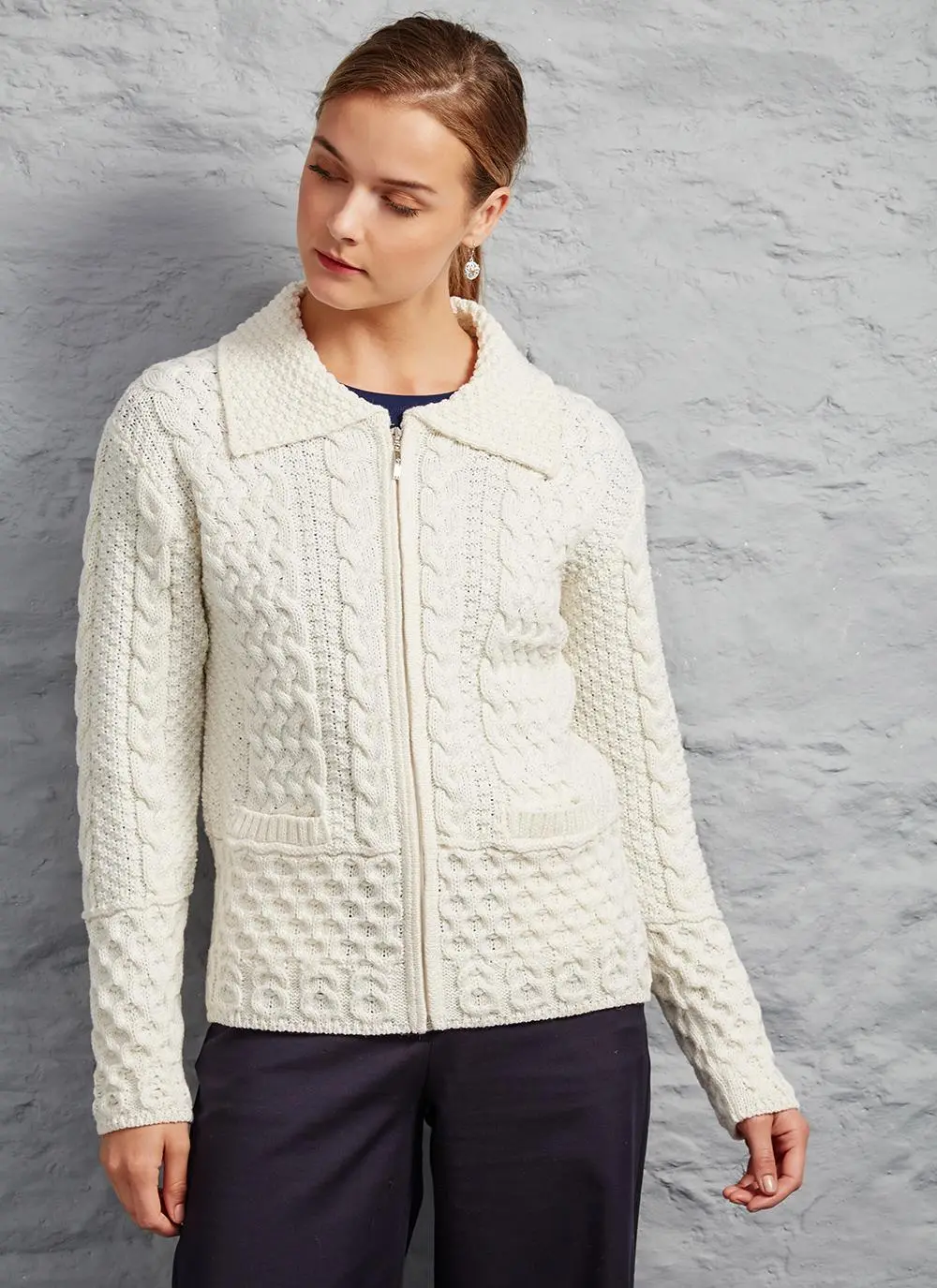 Grace Full Zip Aran Sweater
