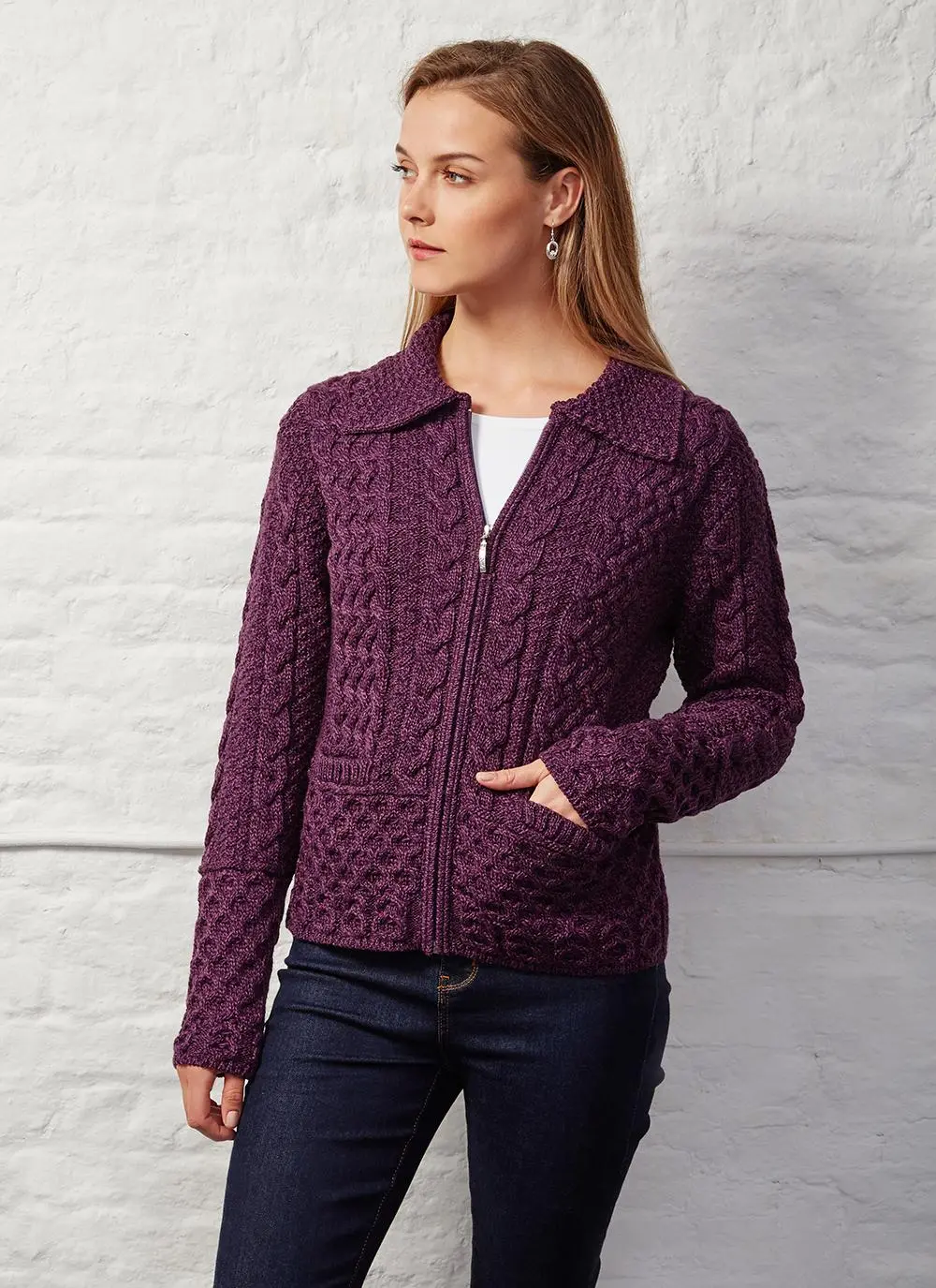 Grace Full Zip Aran Sweater