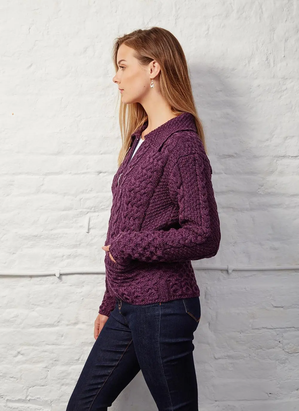 Grace Full Zip Aran Sweater