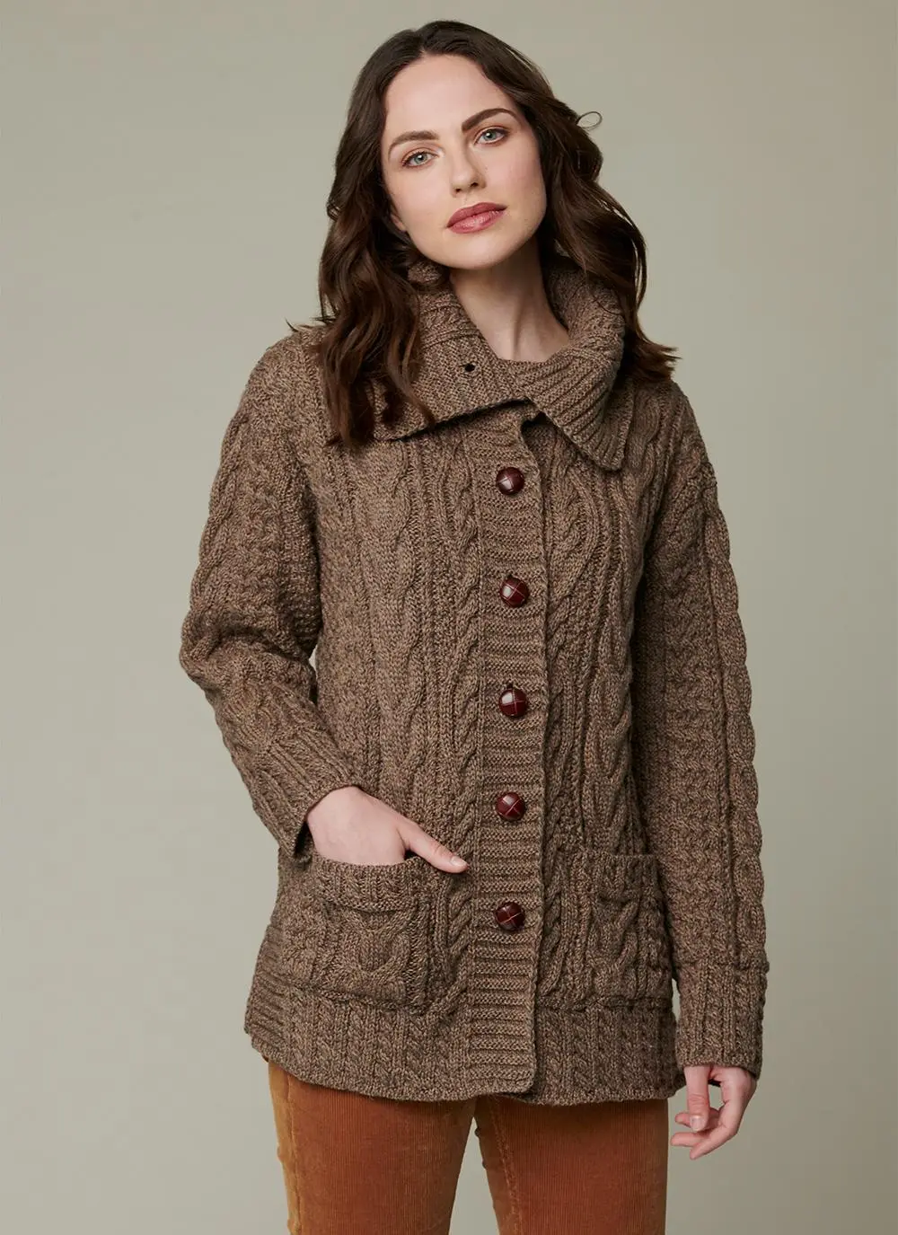 Grainne Aran Collar Cardigan