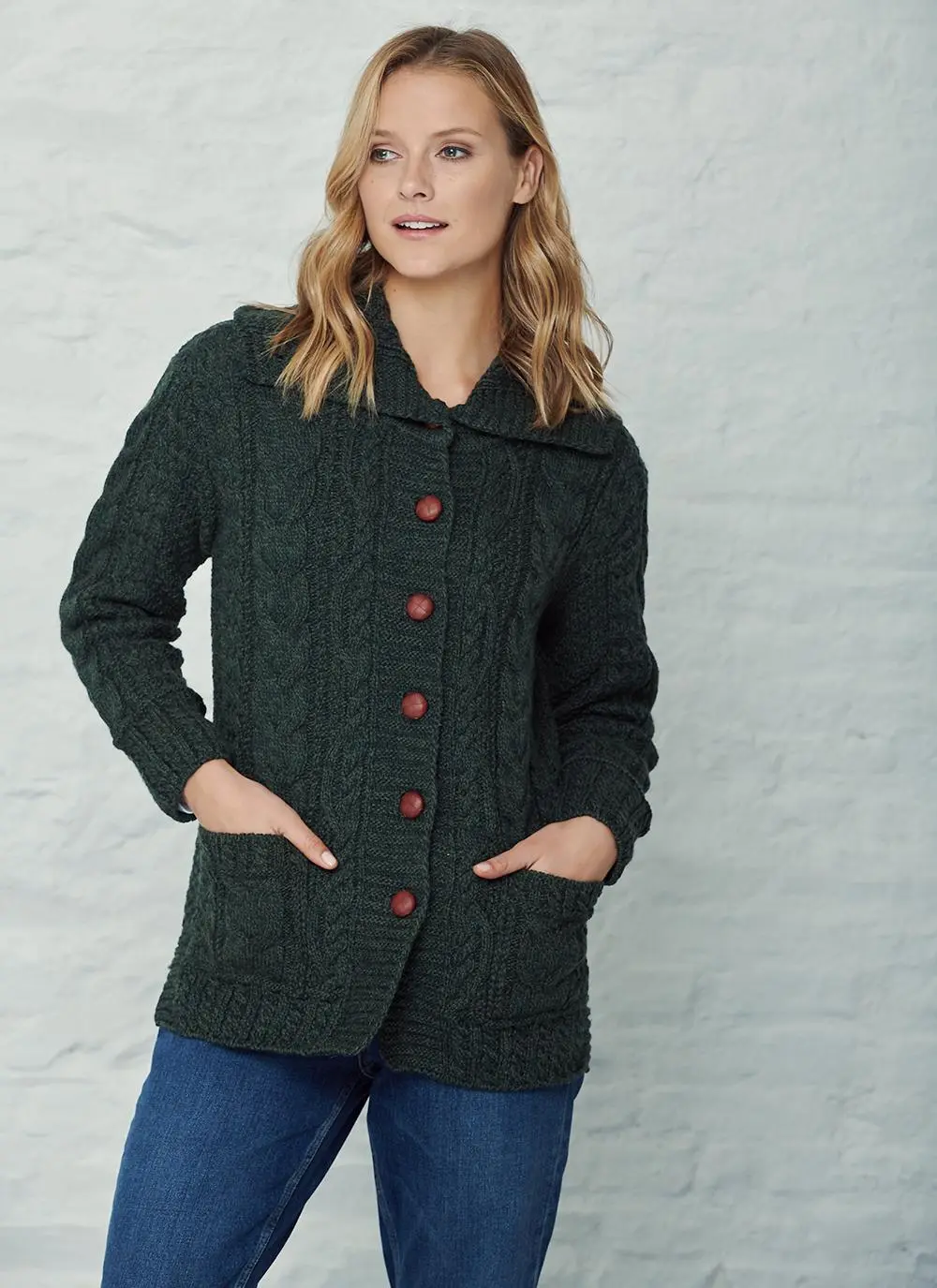 Grainne Aran Collar Cardigan