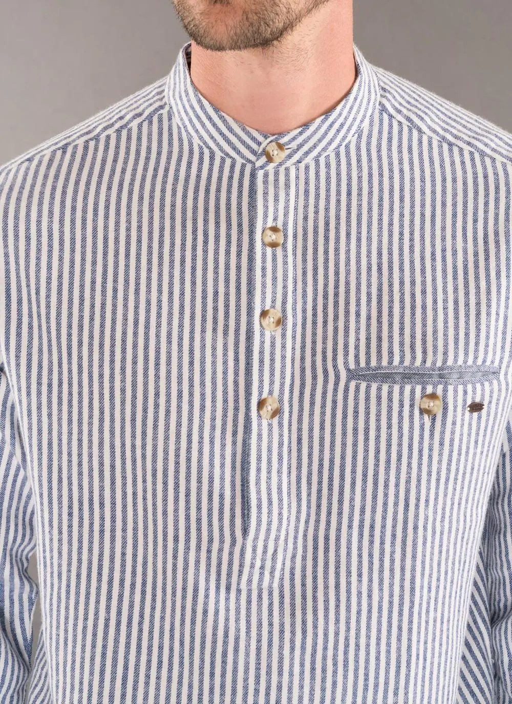 Grandfather Navy Striped Shirt