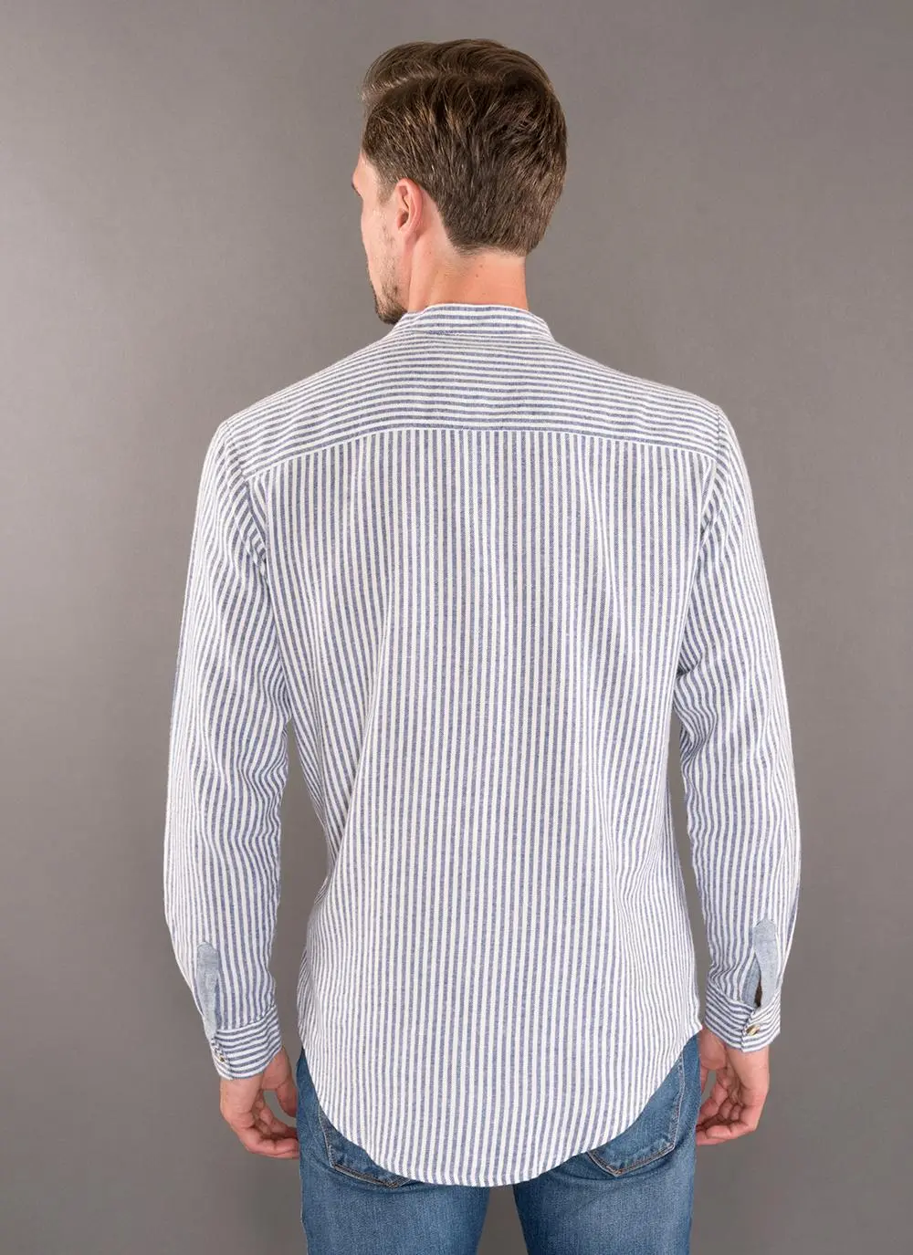 Grandfather Navy Striped Shirt