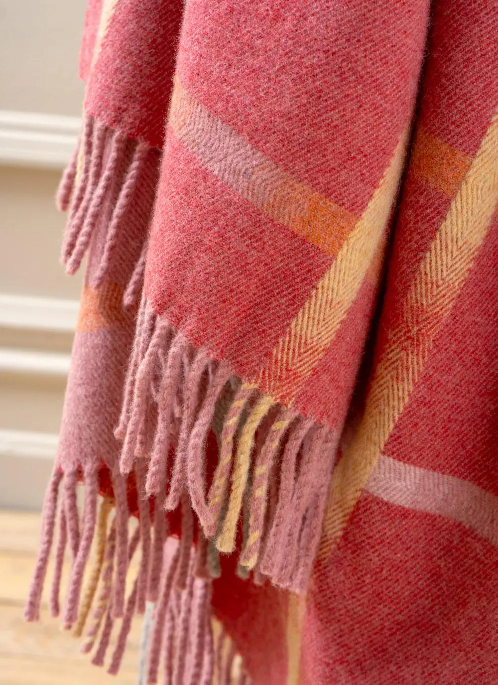 Grapefruit Windowpane Lambswool Throw