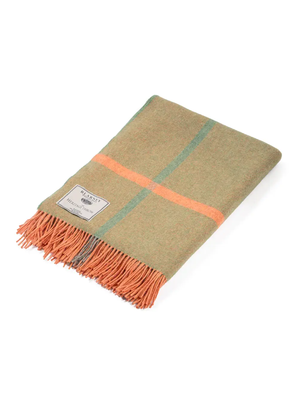 Green & Orange Large Lambswool Throw