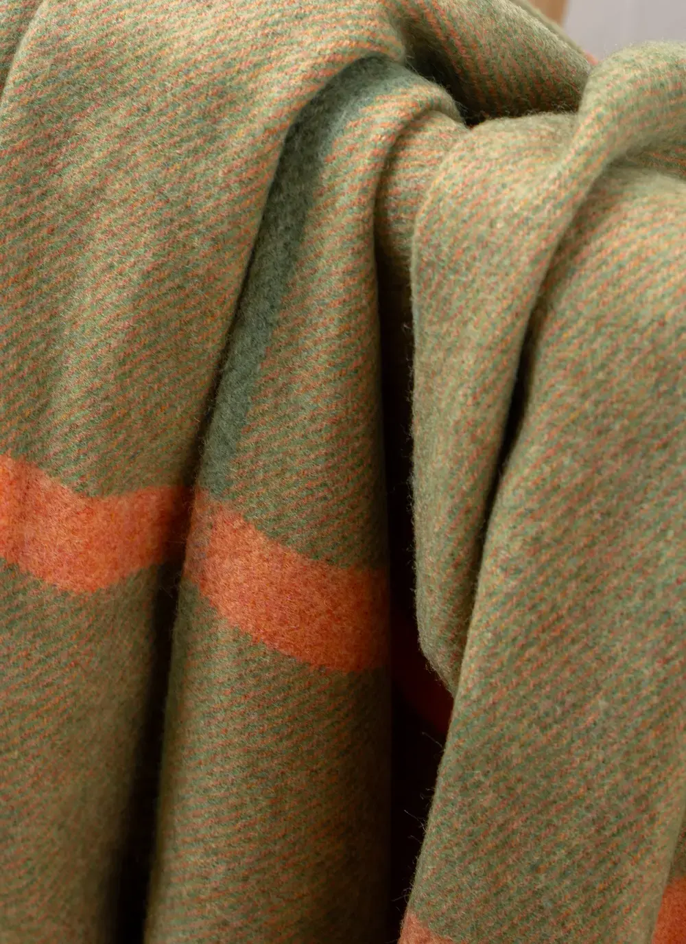 Green & Orange Large Lambswool Throw