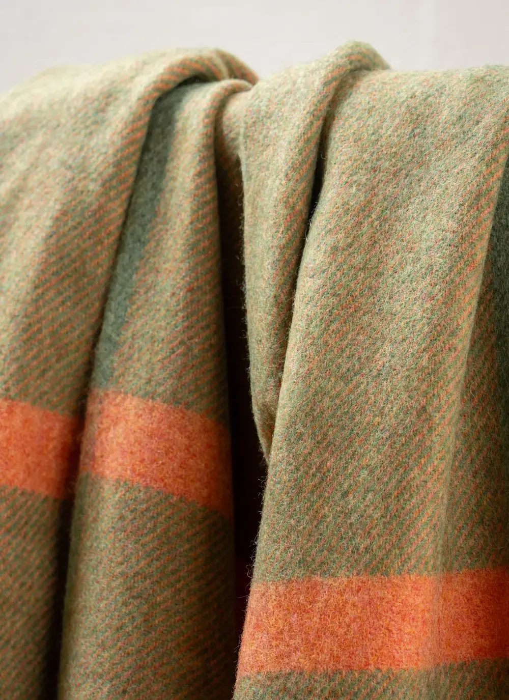 Green & Orange Large Lambswool Throw