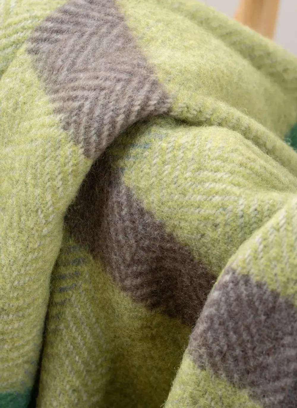Green Block Wool Cashmere Throw