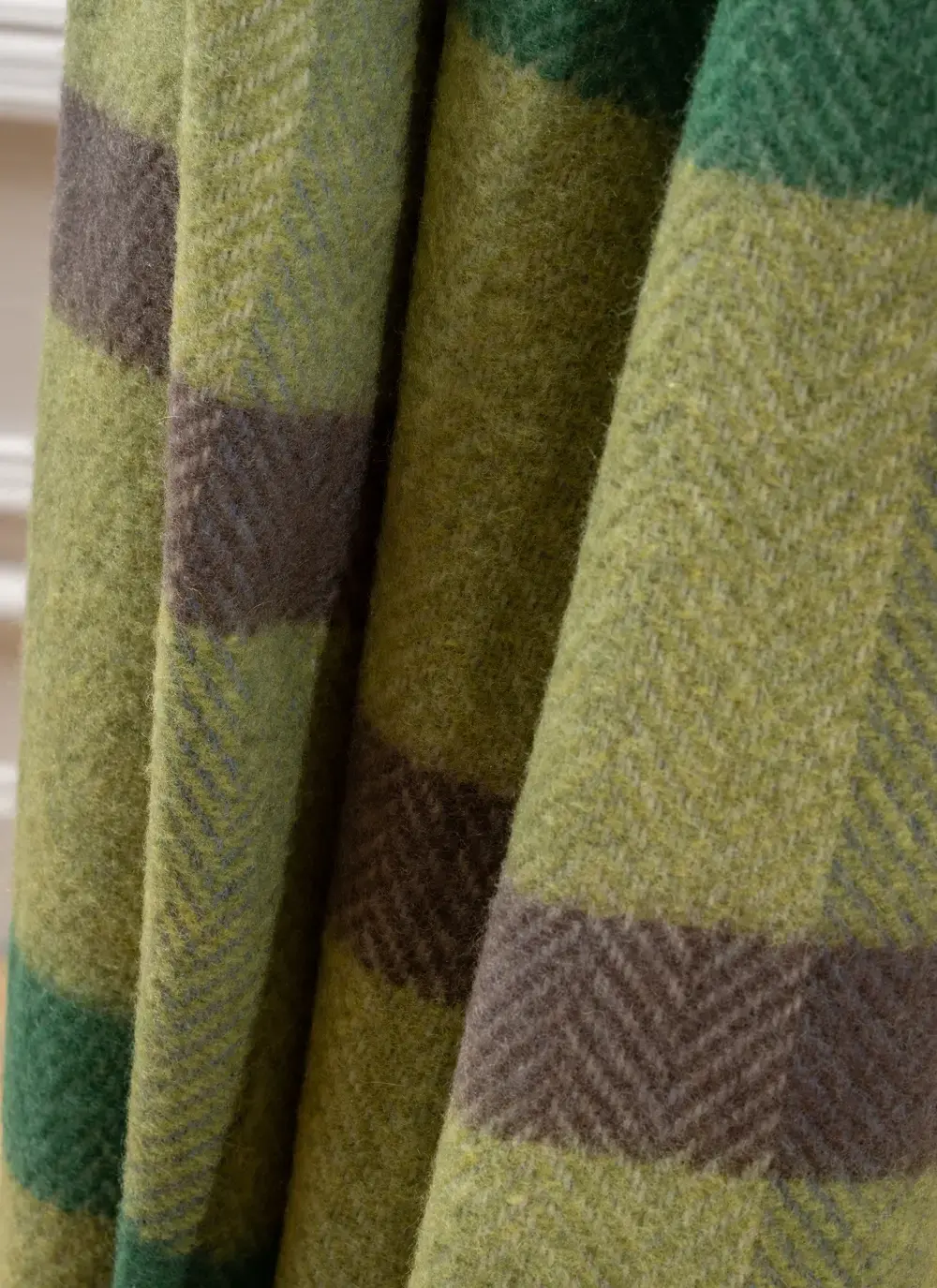 Green Block Wool Cashmere Throw