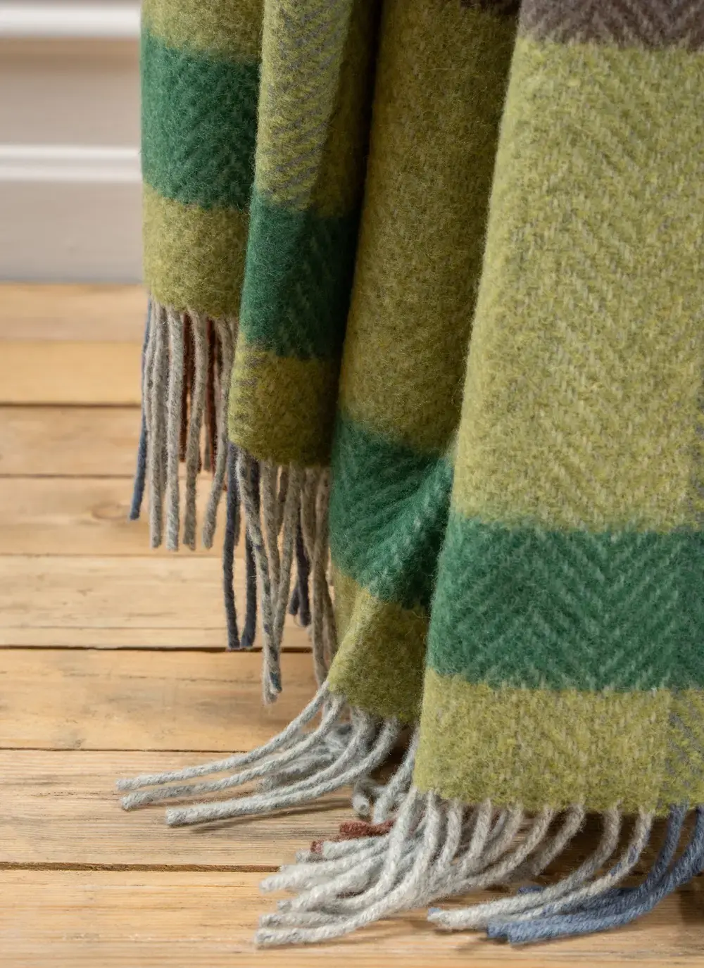 Green Block Wool Cashmere Throw