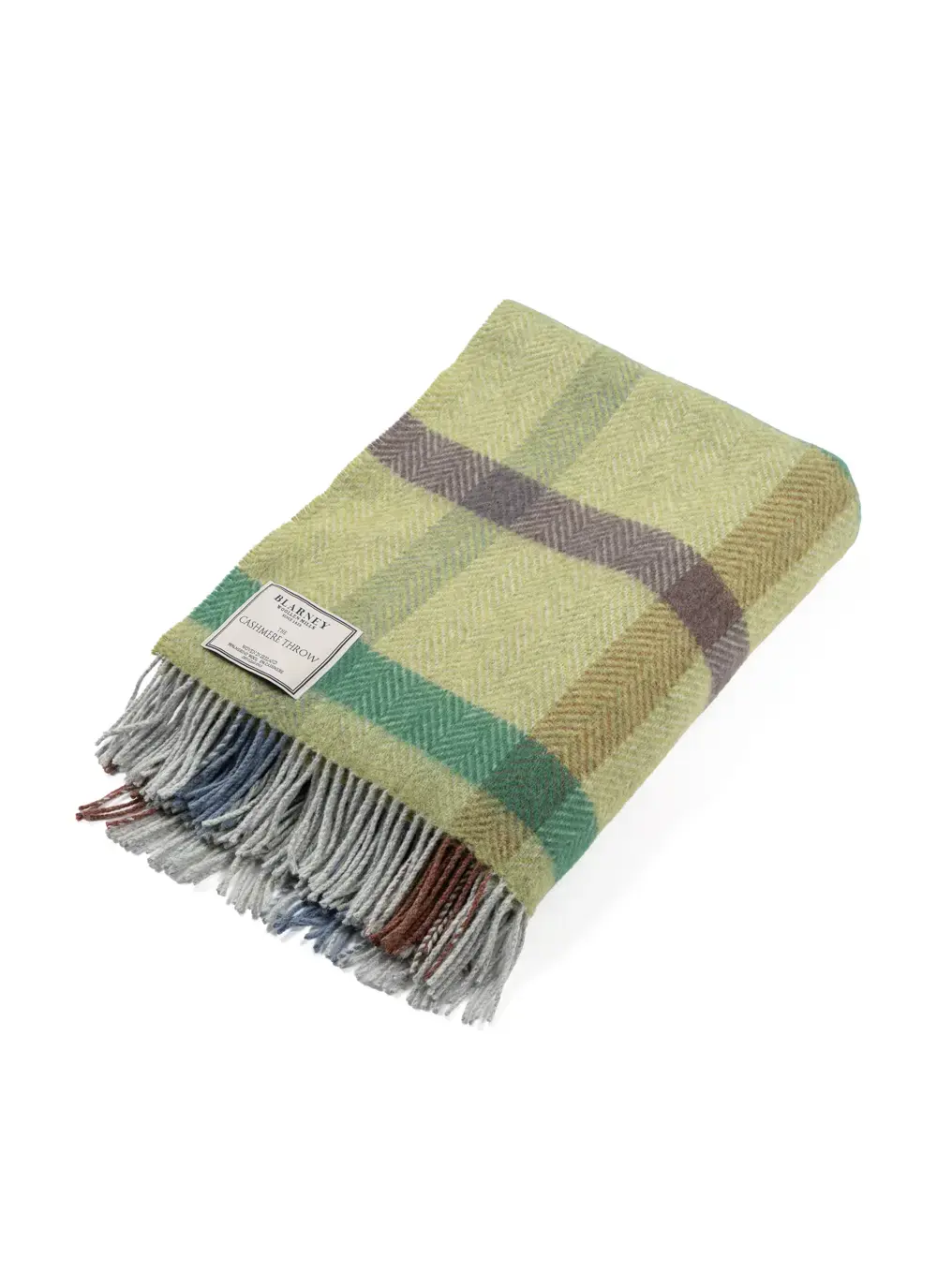 Green Block Wool Cashmere Throw