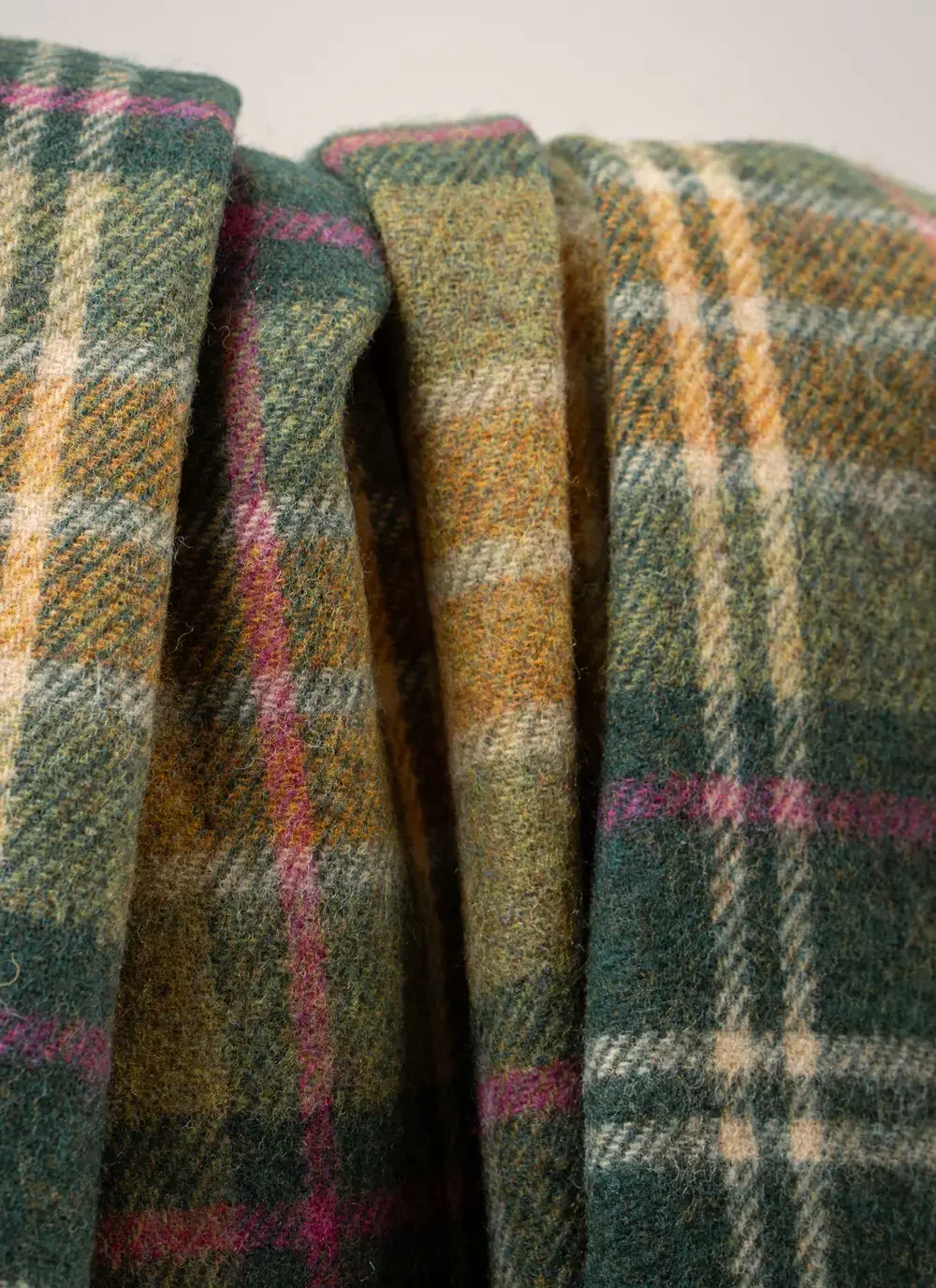 Green, Rust & Pink Lambswool Throw