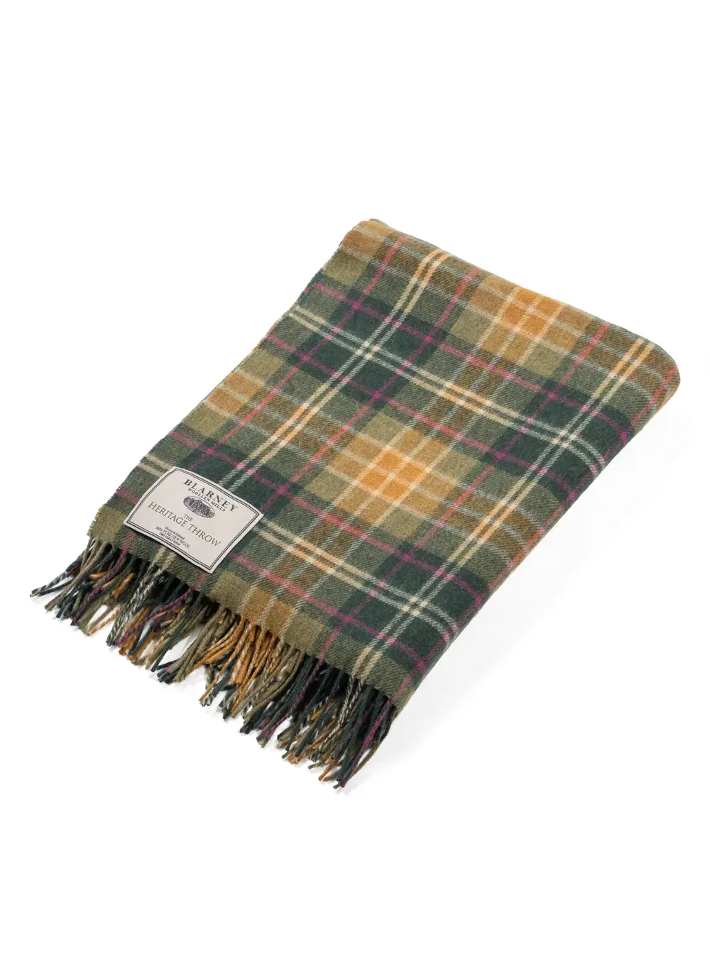 Green, Rust & Pink Lambswool Throw