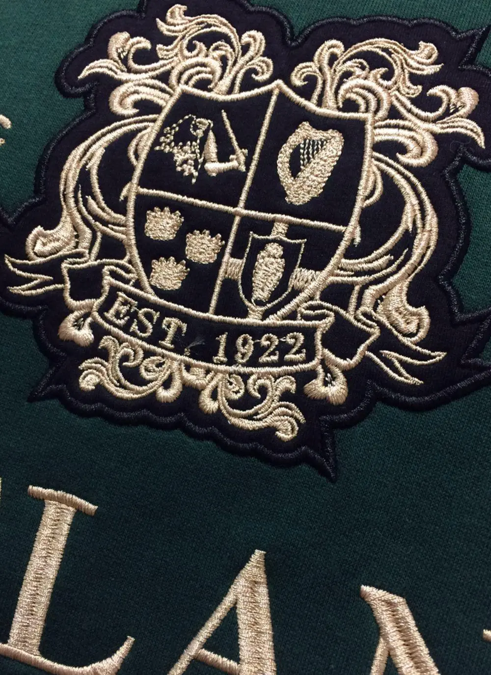 Close up shot of outside green Celtic hoodie