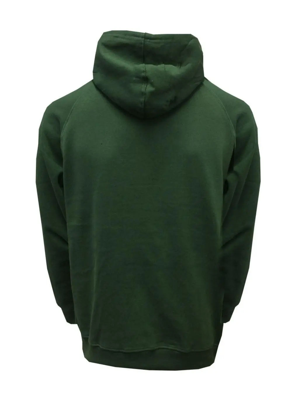 White background cutout shot of green Celtic hoodie from behind