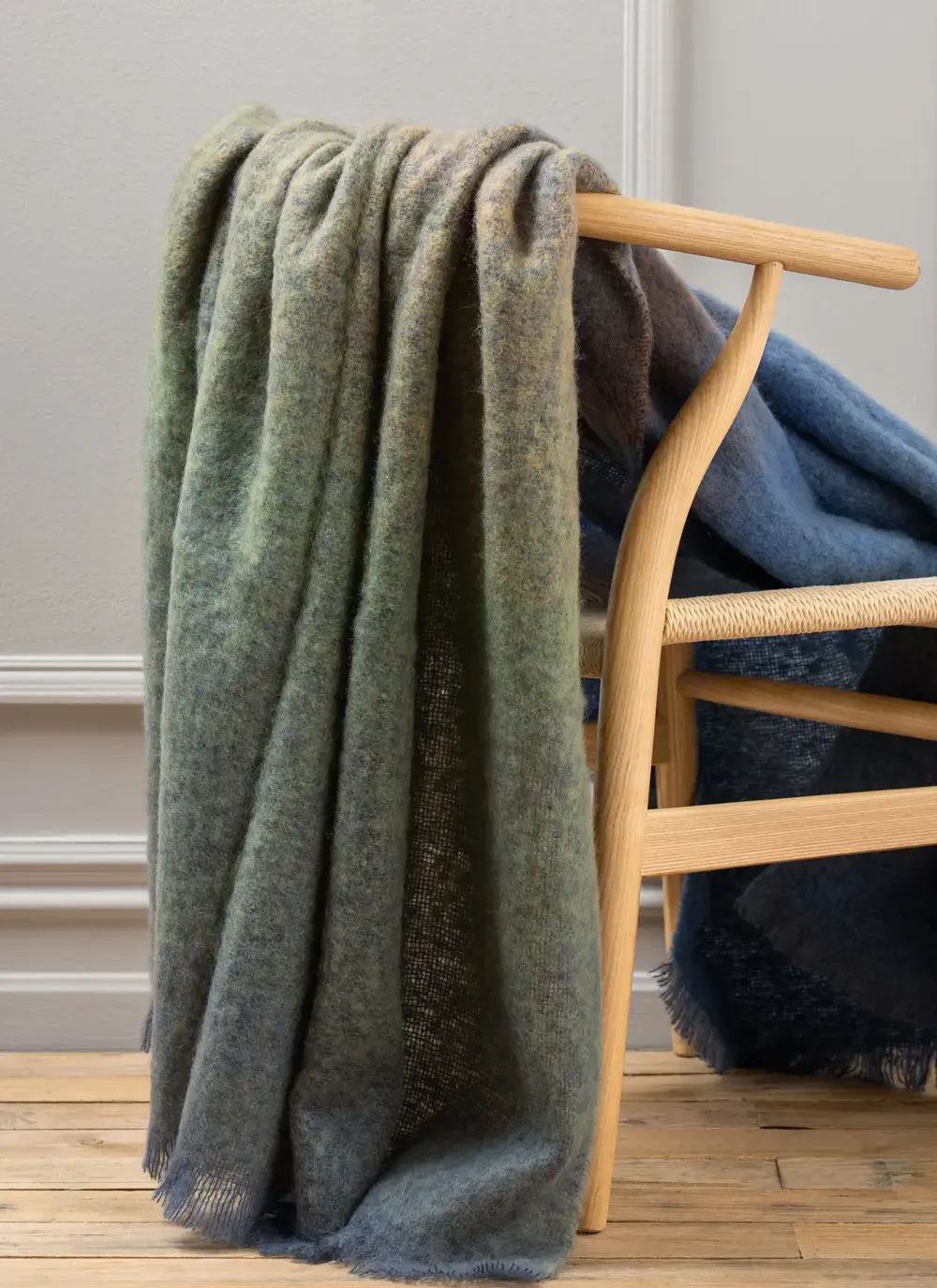 Grey & Blue Mohair Throw