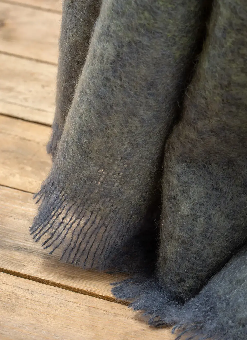 Grey & Blue Mohair Throw