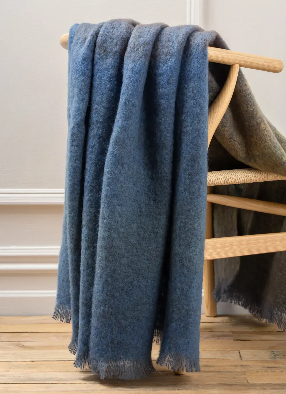Grey & Blue Mohair Throw