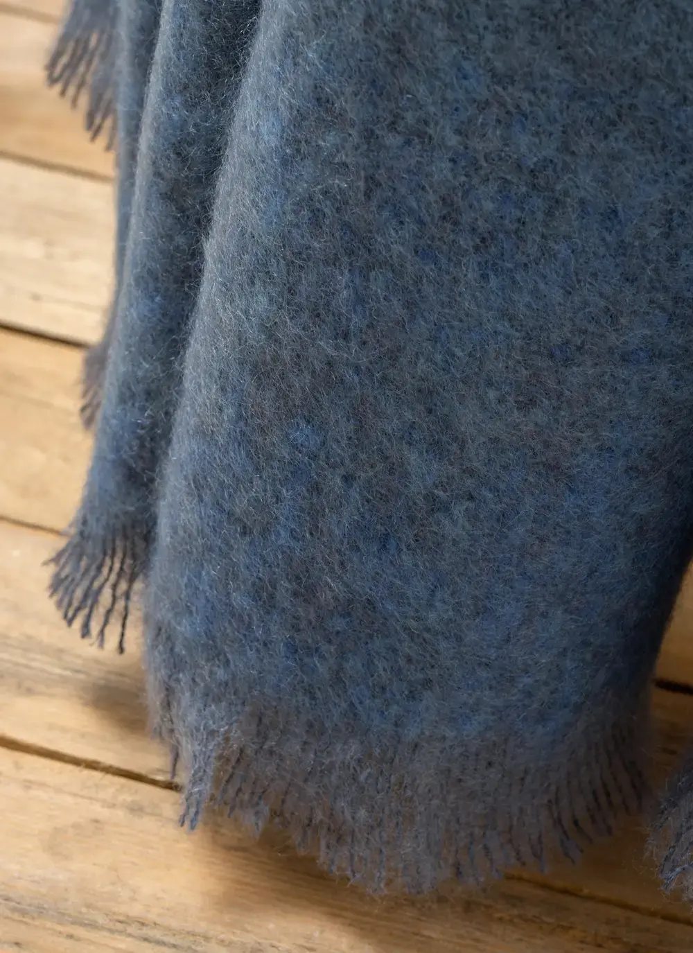 Grey & Blue Mohair Throw