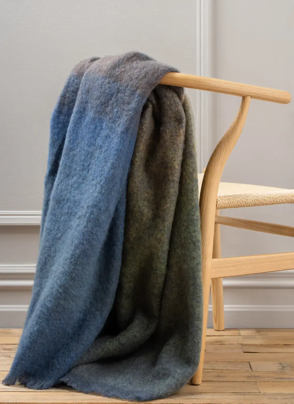 Grey & Blue Mohair Throw