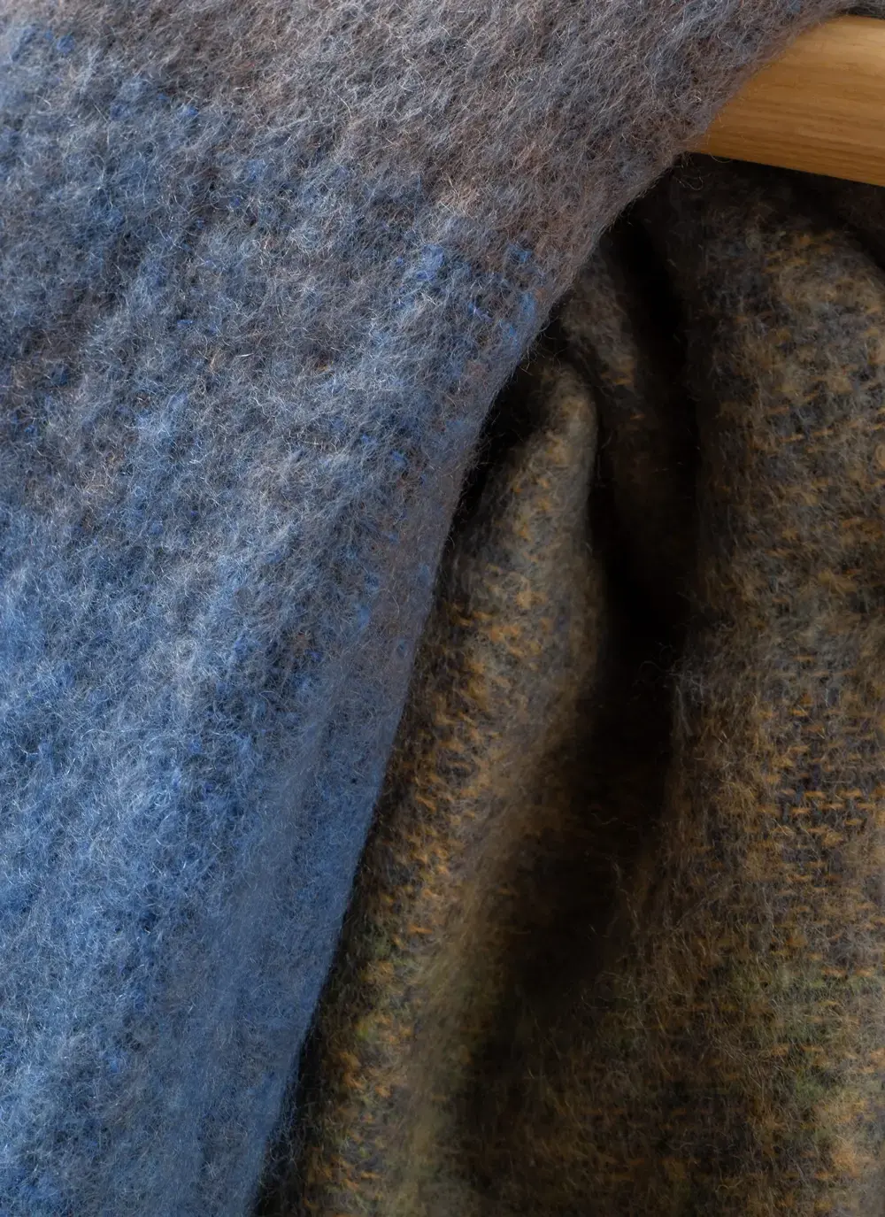 Grey & Blue Mohair Throw