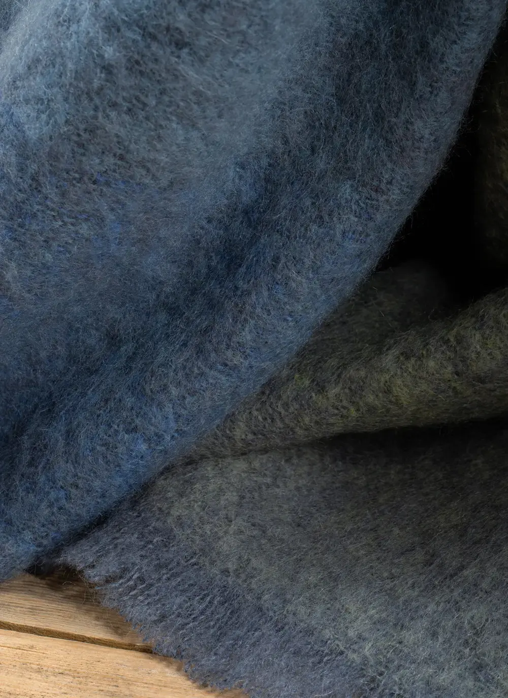 Grey & Blue Mohair Throw