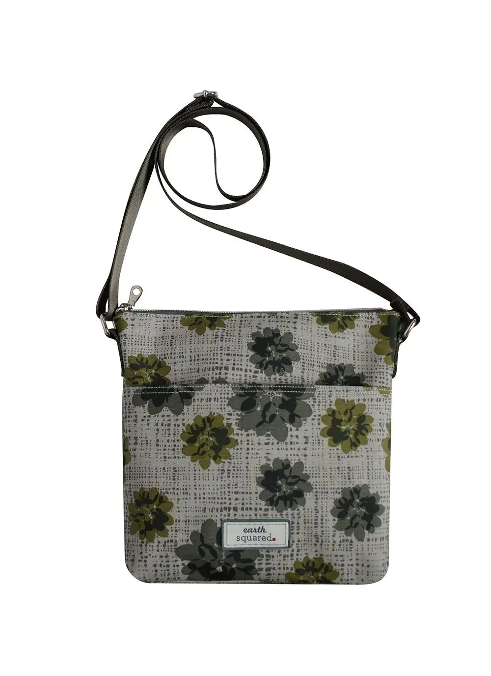 Grey Autumnal Flower Oil Cloth Messenger Bag