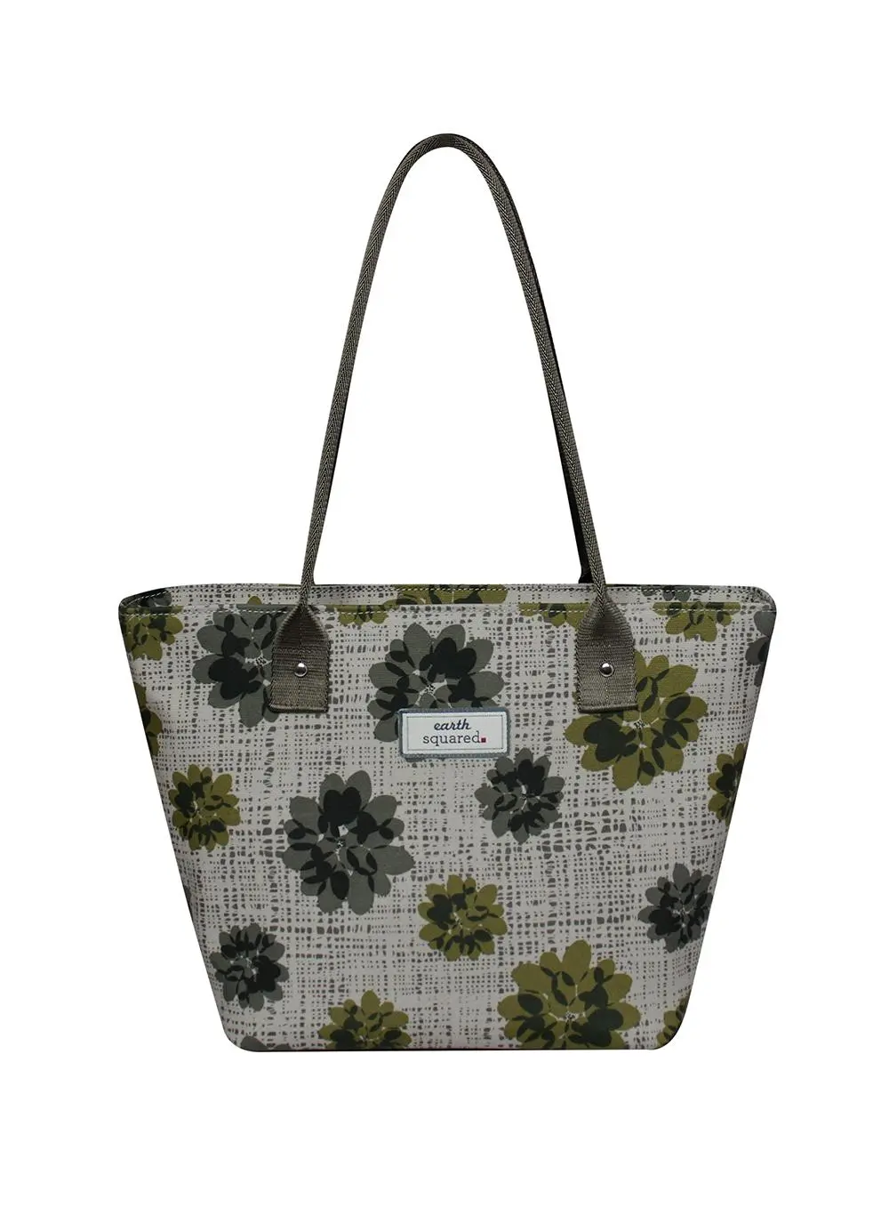 Grey Autumnal Flower Oil Cloth Tote Bag