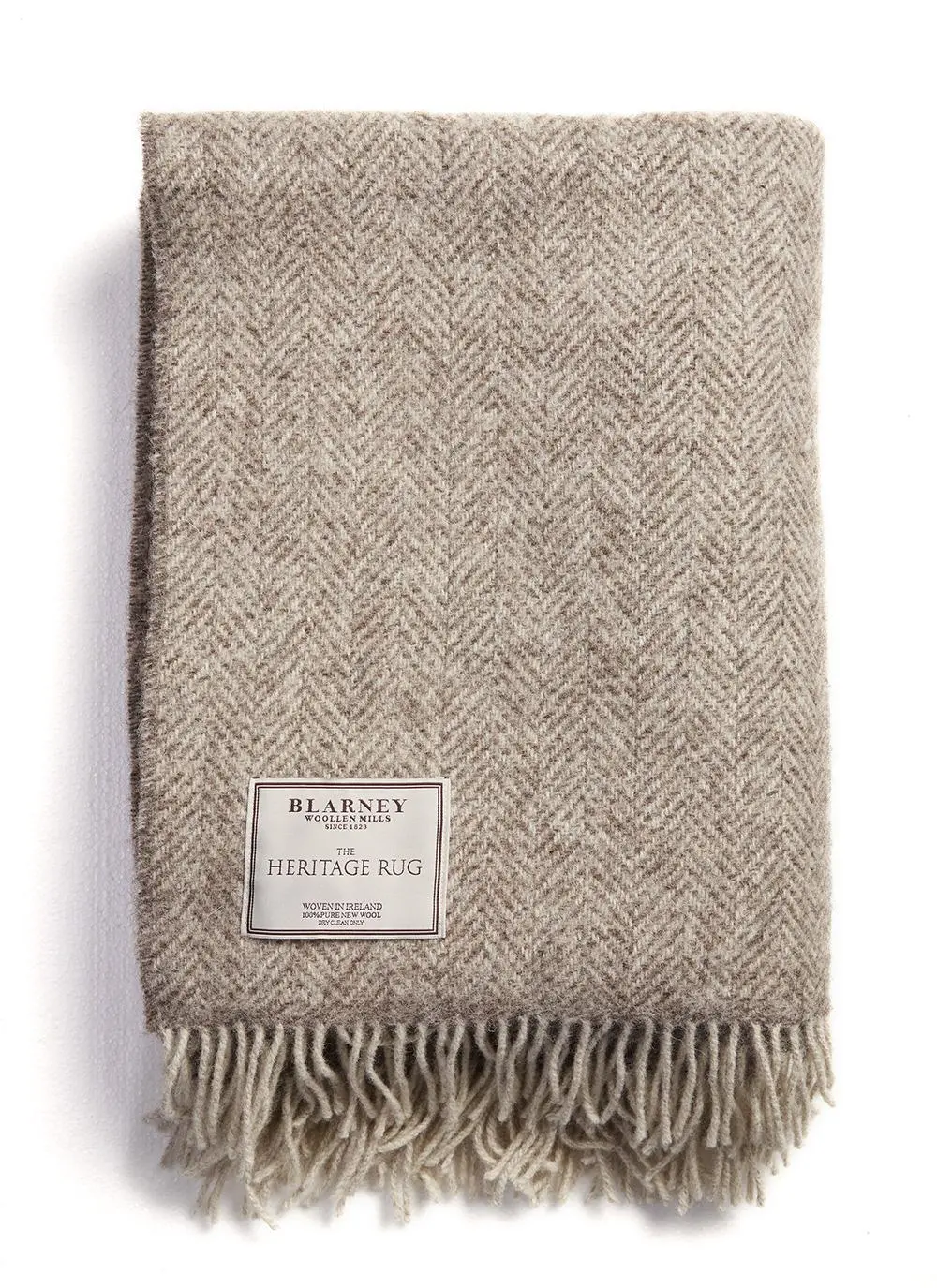 Grey Herringbone Natural Wool Eco Throw